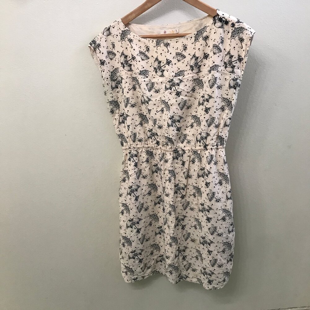 Umbrella Print Cap Sleeve Tulle Mini Dress